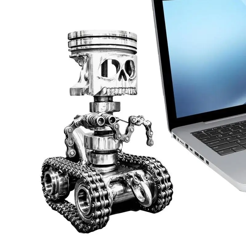 

Статуя поршневого черепа с лицом из смолы, поршневые черепа ручной работы, скульптура, художественная статуэтка, подарки для любителей авто...