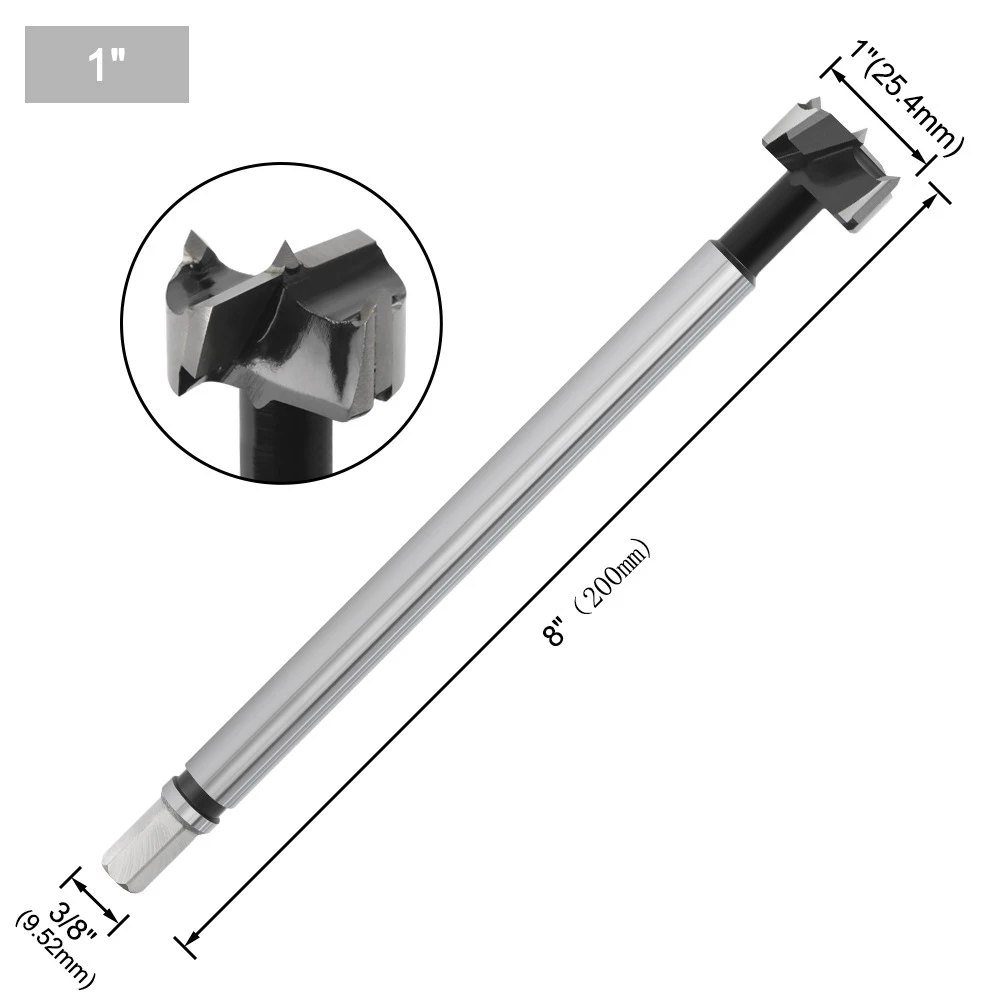1pc 3/8'' Shank Extended Hole Control Drill Tips Hole Saw Cutter Hinge Boring Drill Bits Tungsten Carbide Drill Bits Woodworking