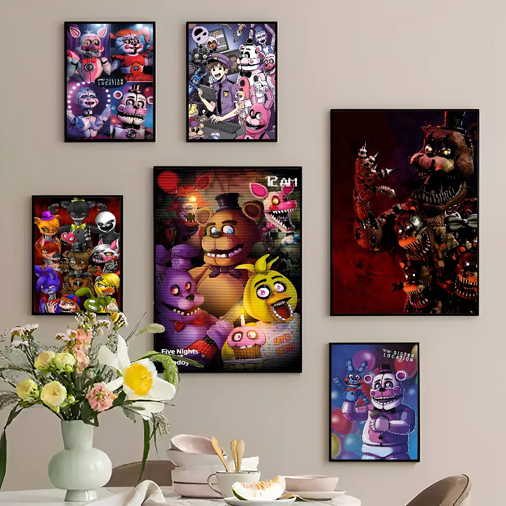 Fnaf Five-Nightes At Games F-Freddyes Классические постеры с фильмами HD Качественный постер