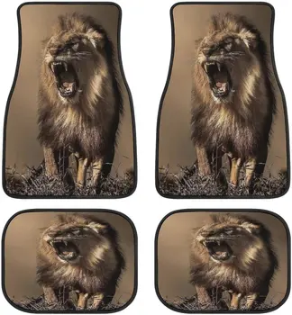 Animal Car Mats Lion Universal Drive Seat Carpet Vehicle Interior Protector Mats Funny Designs All-Weather Mats Fit Most Car Sed