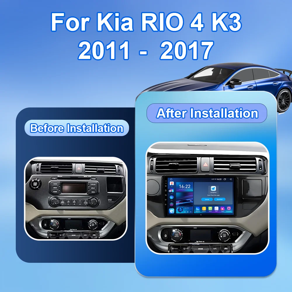 Фото Android 16 для Kia RIO 4 K3 2011 2012 2013 2014-2017, авто Carplay, автомобильный DVD-радио, навигация, GPS, мультимедийный плеер, стерео WIFI + 4G №2