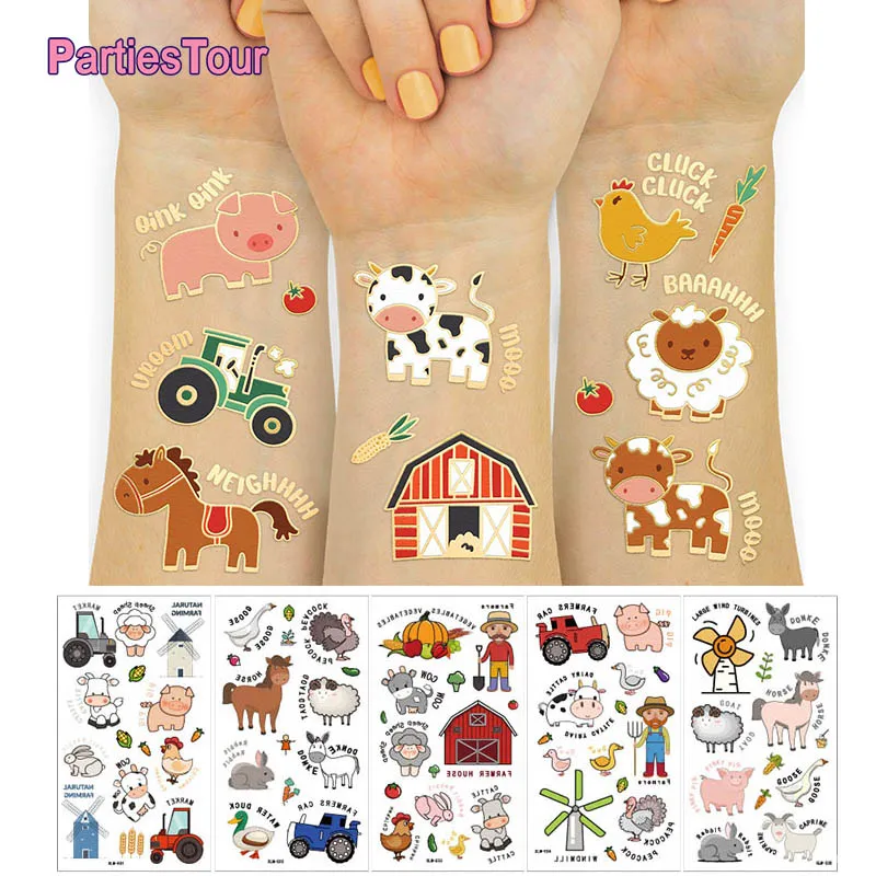 Временные тату-наклейки в виде животных на ферму кошки водостойкие наклейки