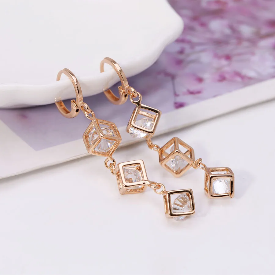 Женские серьги-подвески квадратной формы Элегантные ювелирные украшения
