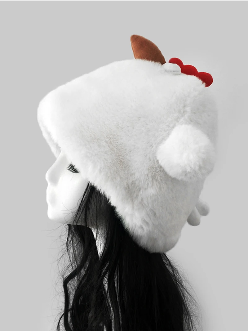 Милая персональная забавная куриная шапка утолщенная плюшевая высокой