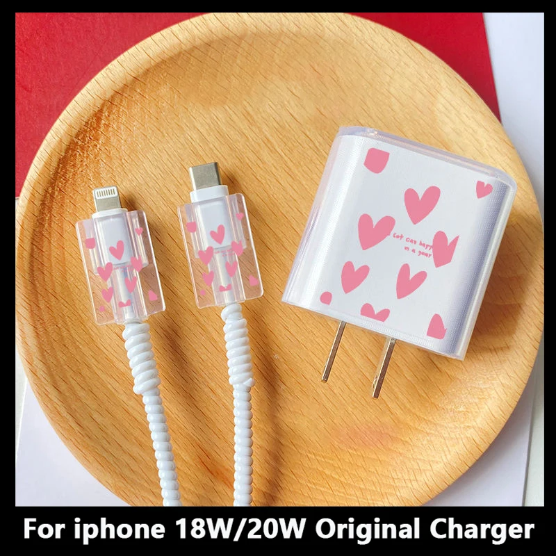 

One Set Cable Protection For iphone 11 12 18W 20W Charger PD Data Line Spiral Winder Protective For Apple Pro Max Protector