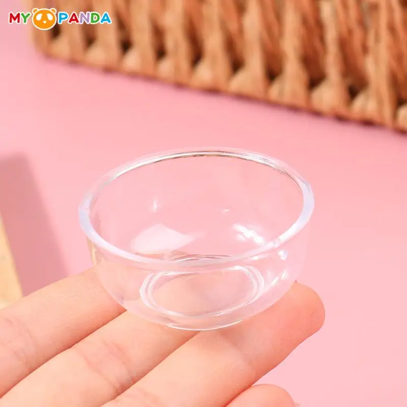 

2PCS 1:12 Dollhouse Simulation Miniature Transparent 4CM Plastic Round Bowl Tableware Model DIY Doll House Kitchen Accessories