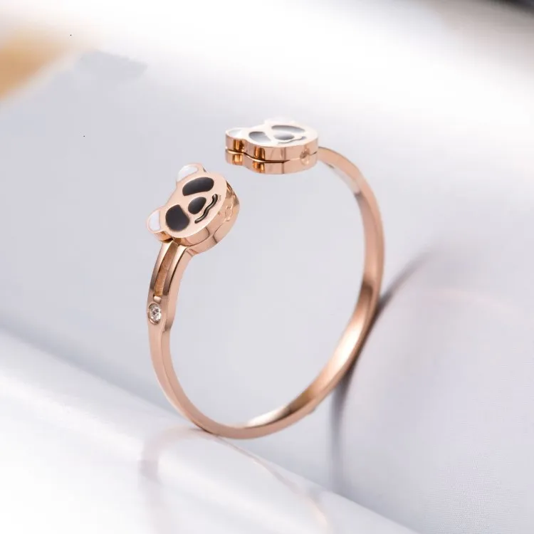 

Женское Открытое кольцо с медведем из титановой стали, ювелирное изделие с кристаллами от Swarovski, простое и Стильное кольцо для женщин, 2022