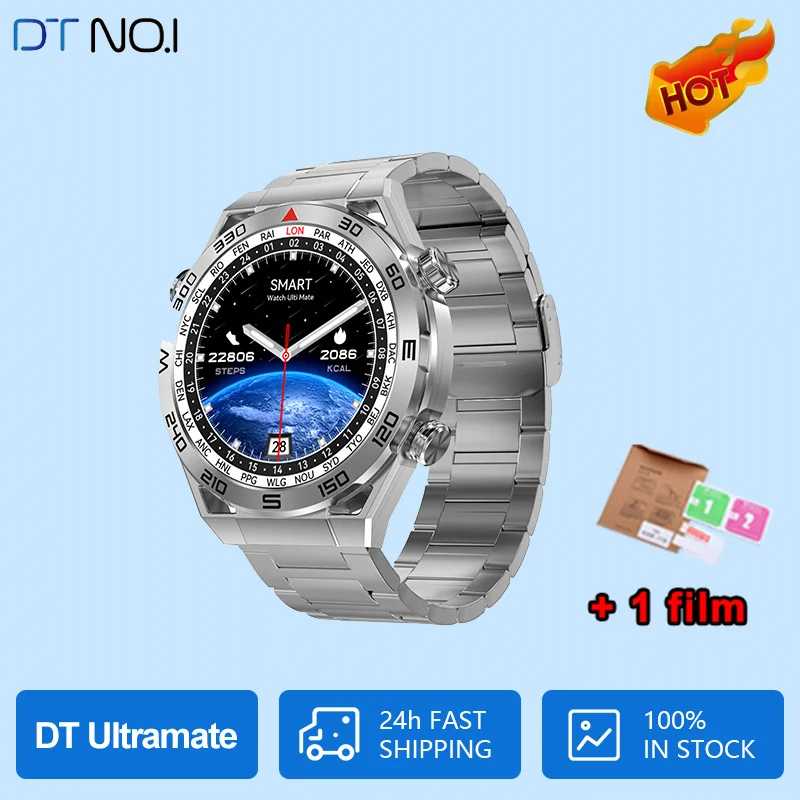Promotion DTNO.1 DT Ultra Mate Smart Watch Men Wristwatch Bluetooth Call Compass GPS Route Tracking NFC ECG 100+ Sports Mode.