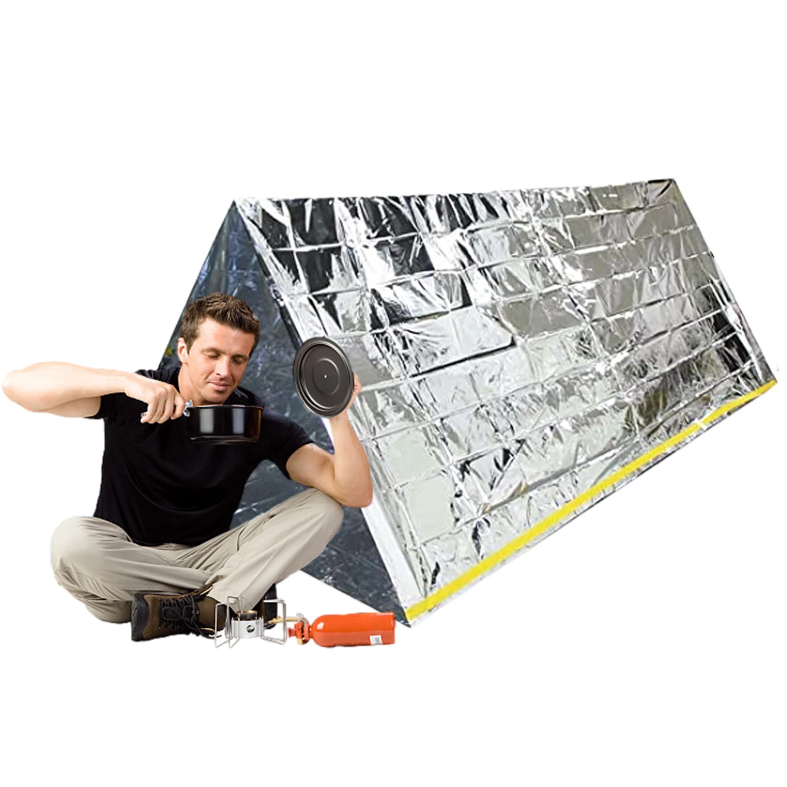 

Экстренная палатка, аварийные одеяла для выживания, аварийное укрытие для выживания, тепловая защита, спальный мешок для 2-х человек для выж...