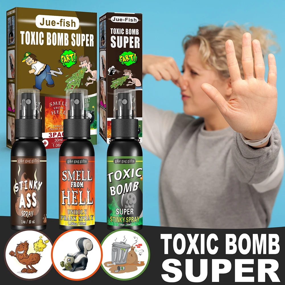 3x Stinky Prank Liquid Tricky Bomb Smell Fart Spray Halloween Entertainment Toys for Children Kid Holiday Present images - 6