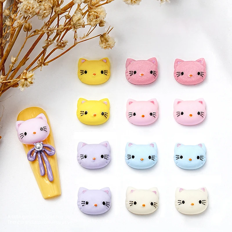 Мультяшный Sanrio однотонные аксессуары для ногтей с кошкой КТ светящиеся