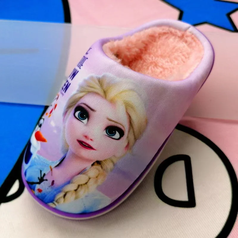 Хлопковые тапочки для маленьких девочек с мультяшным принтом Холодное сердце