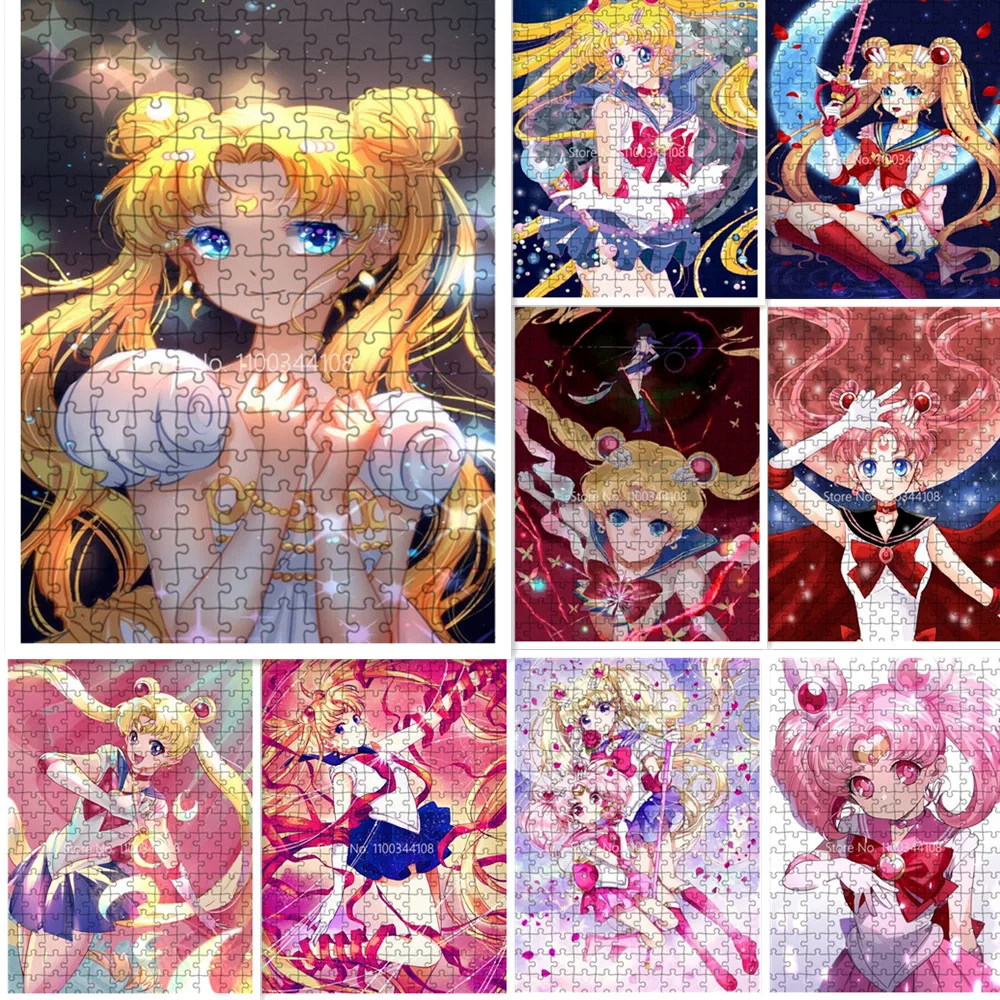 

Sailor Moon Puzzles Adult Diy 300/500/1000 Pieces Anime Cartoon Kids Educational Jigsaw Puzzle Toy Birthday Gift Family Fun Game