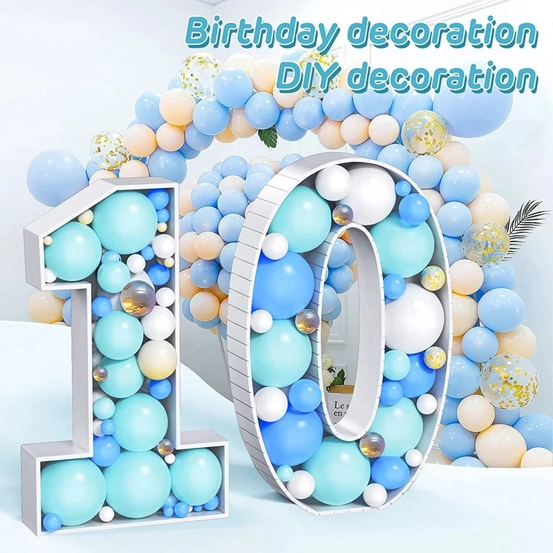 

93cm Giant Number Figure Balloon Filling Box 0-9st Birthday Balloon Number Balloon Frame Anniversary DIY Decoration Frame Box
