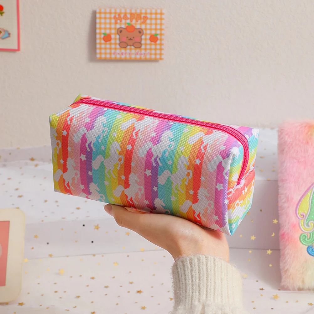 

2Pcs Portable Pen Bag Multi-function Bag Unicorn Pattern Container School Bag