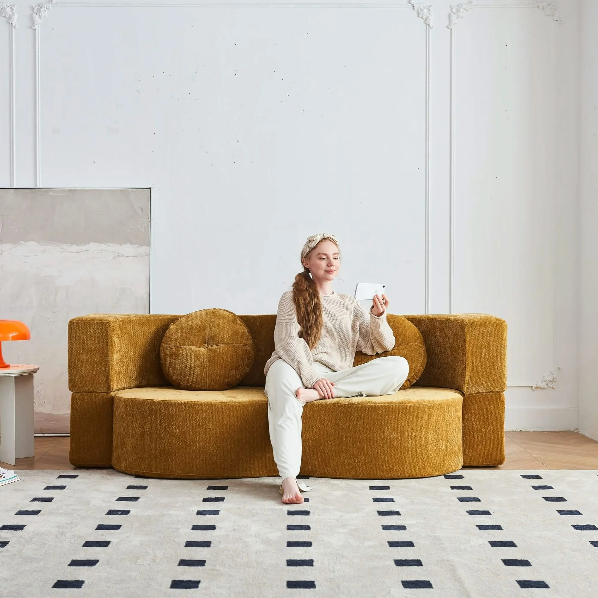 Фото # Раскладной диван-футон для гостиной, компактный напольный матрас-татами для отдыха, сжатый диван-футон №2