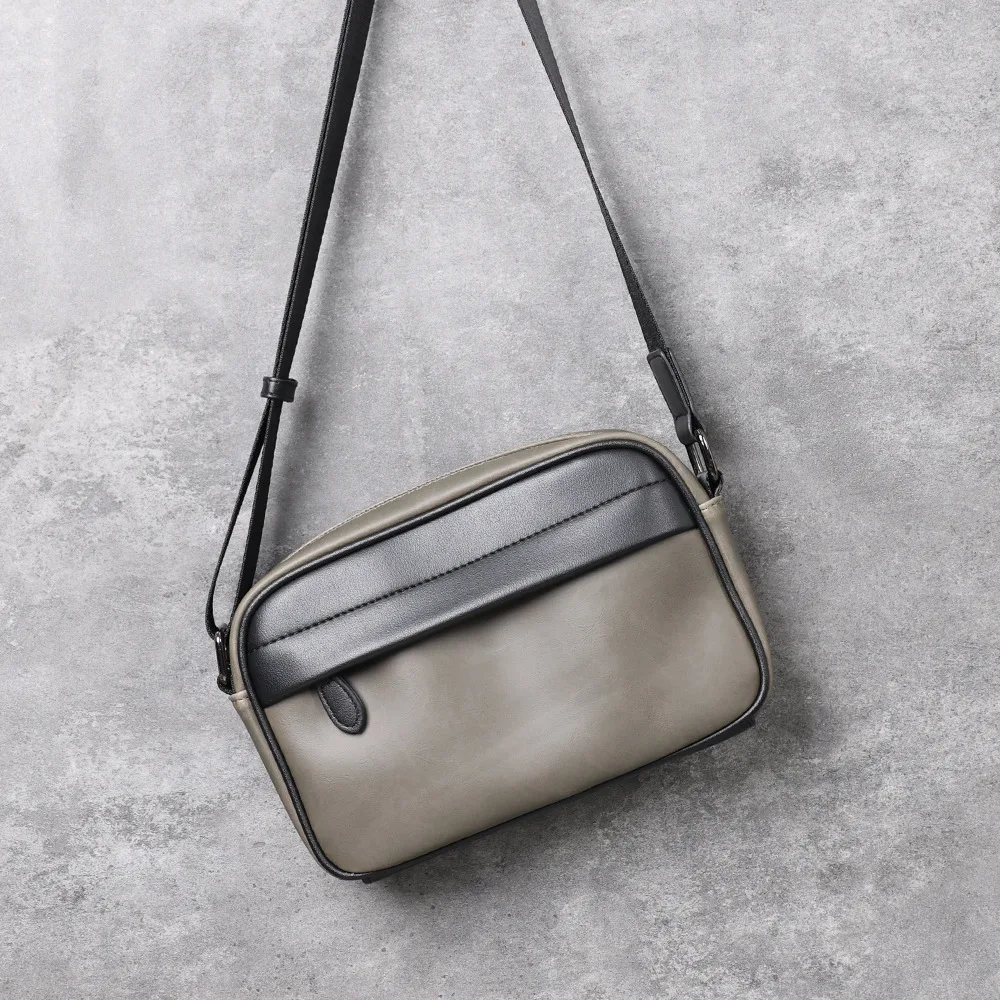 

Men's Small Square Bag Leather PU Waterproof Shoulder Crossbody Bag Male Messenger Bags Phone Key Clutch and Purse Trendy 2023
