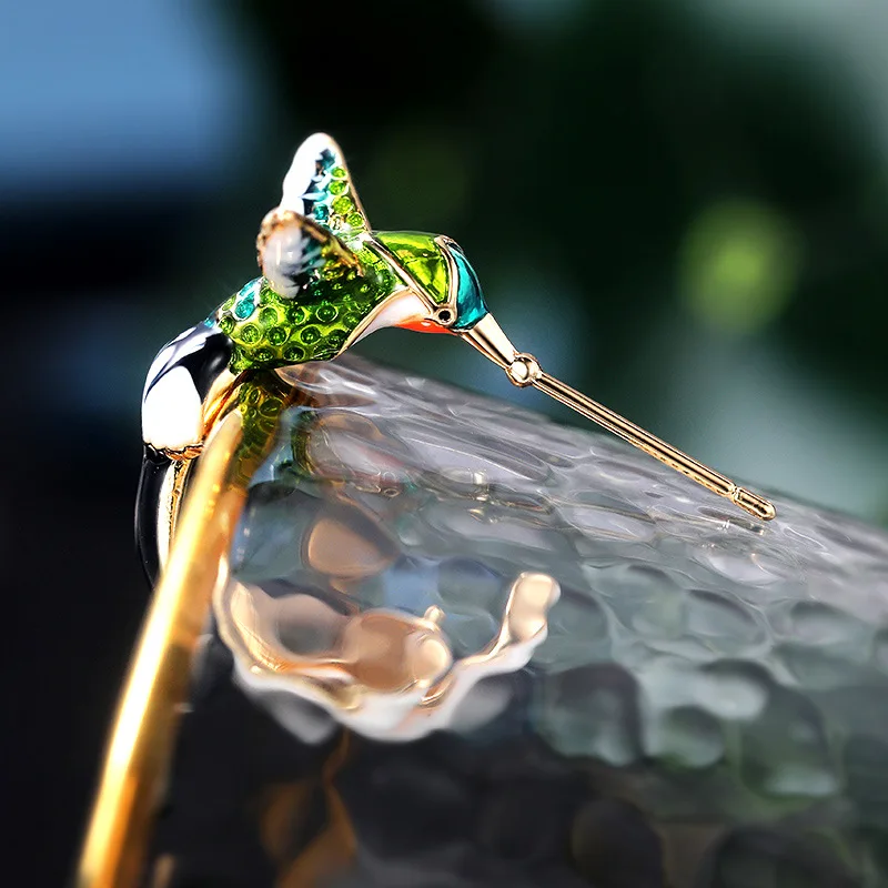 

Elegant Hummingbird Ear Stud Earrings Copper Dangle Enamel Earring For Women Hoop Earrings Wedding Jewelry