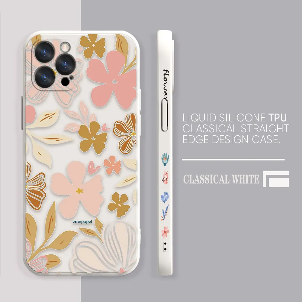 Phone Case For Apple iPhone 14 13 12 11 Pro XS Max Mini X XR SE 7 8 6 6S Plus Case Cover Funda Cqoue Shell Capa Summer Flower