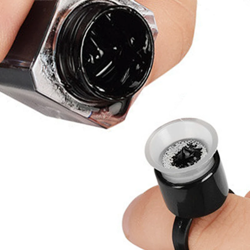 

50/100pcs Tattoo Ink Ring Cups Glue Cap with Sponge Microblading Pigment Cup Tattoo Holder Permanent Makeup Eyebrow Accessories