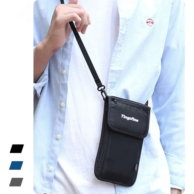 

New Hanging Neck Passport Bag Anti-theft Document Pocket Outdoor Travel Storage Pack Shoulder Mobile Phone Bag Card Holder