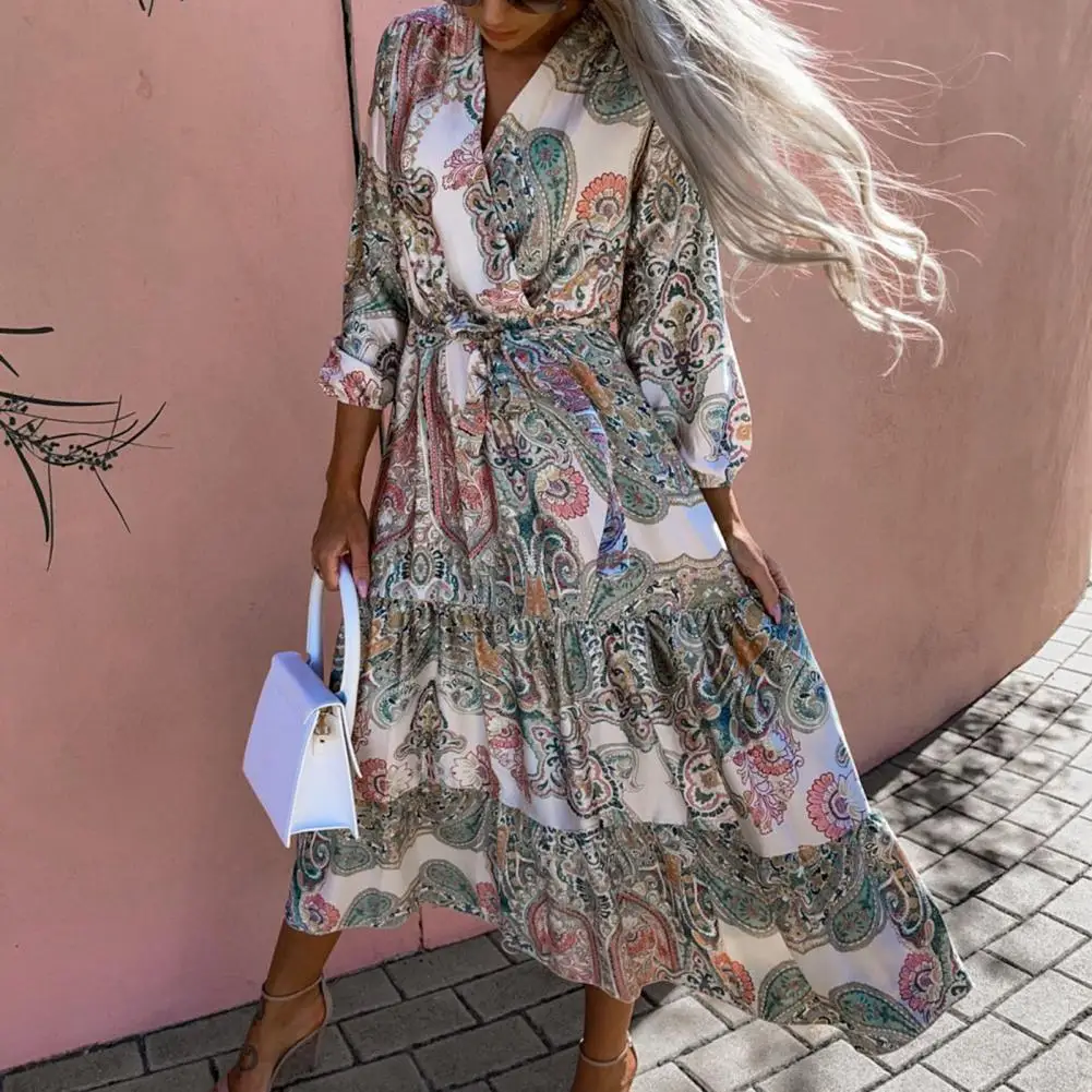 

Stylish Holiday Dress High-Waist Breathable Party Dress Unique Nature Print Boho Casual Dress