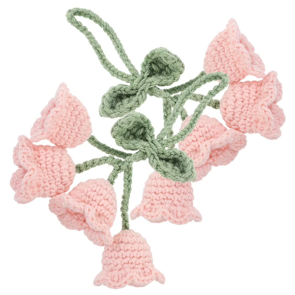 

2 Pcs Crochet Car Accessories Mirror Pendant Knitted Hooks Manual Ornament Yarn Decorations Bag Flower Hanging Wind Chimes