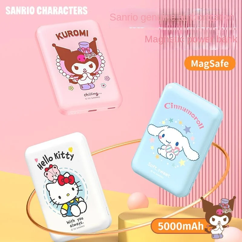 

Sanrio Anime Peripheral Kawaii Cartoon Kulomi Cinnamon Roll Hello Kitty Cute Large Capacity Creative Power Bank Gift Wholesale