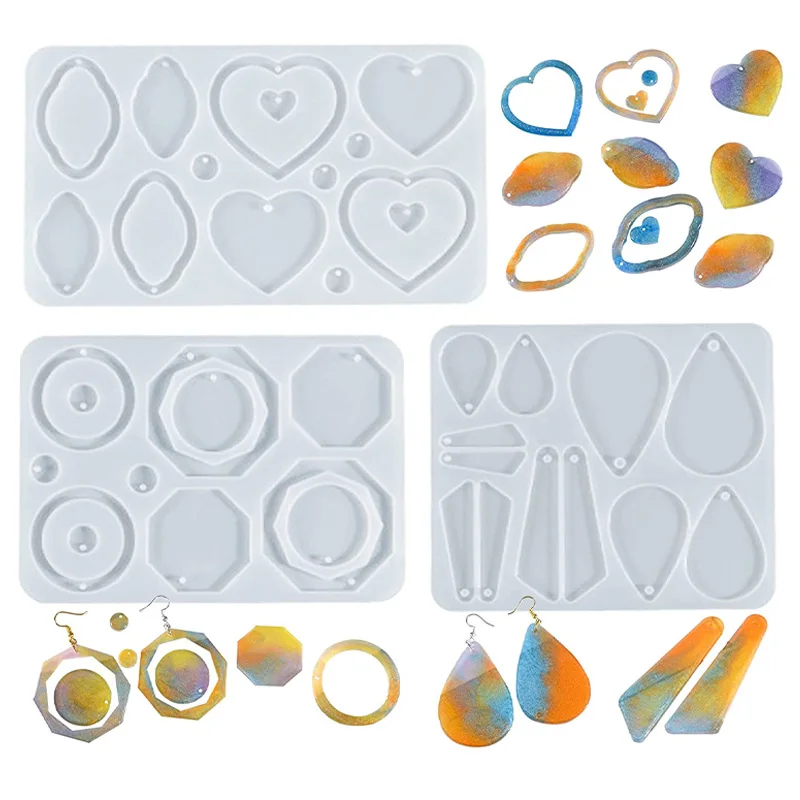 

Love Heart Earring Resin Molds Jewelry Silicone Molds Rings for Epoxy Resin Casting Jewelry Earring Pendant Key Chains