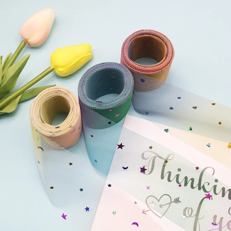 5 ярдов/упаковка ленты из органзы с радужным градиентом