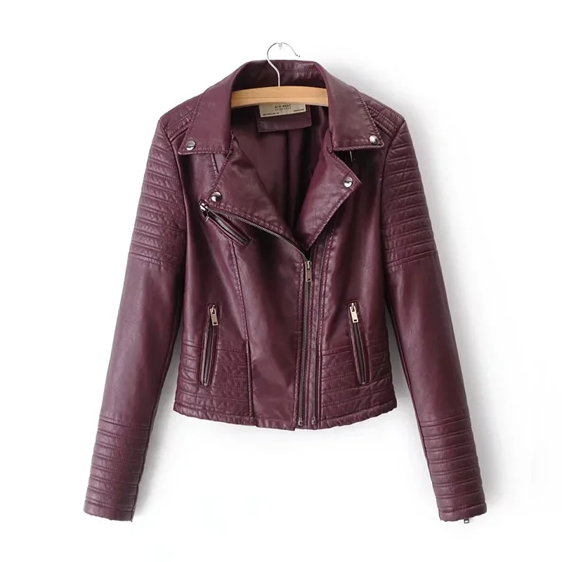 Cool Girl Women's Jackets  Tops 2022 Spring  Autumn Lapel Zipper Short Slim Leather Jacket Moto & Biker Autumn Winter Jackets
