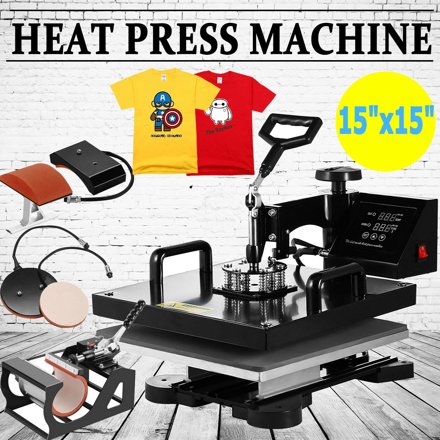 

Combo Multifunction Heat Press 220V Sublimation Transfer Machine Estampar Maquina Para Estampar for Caps T-shirts Cups Plates