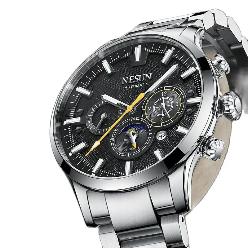 

Switzerland Luxury Brand NESUN Japan Automatic Mechanical Men's Watches Sapphire Multi-function 50M Waterproof Moon Phase N9052