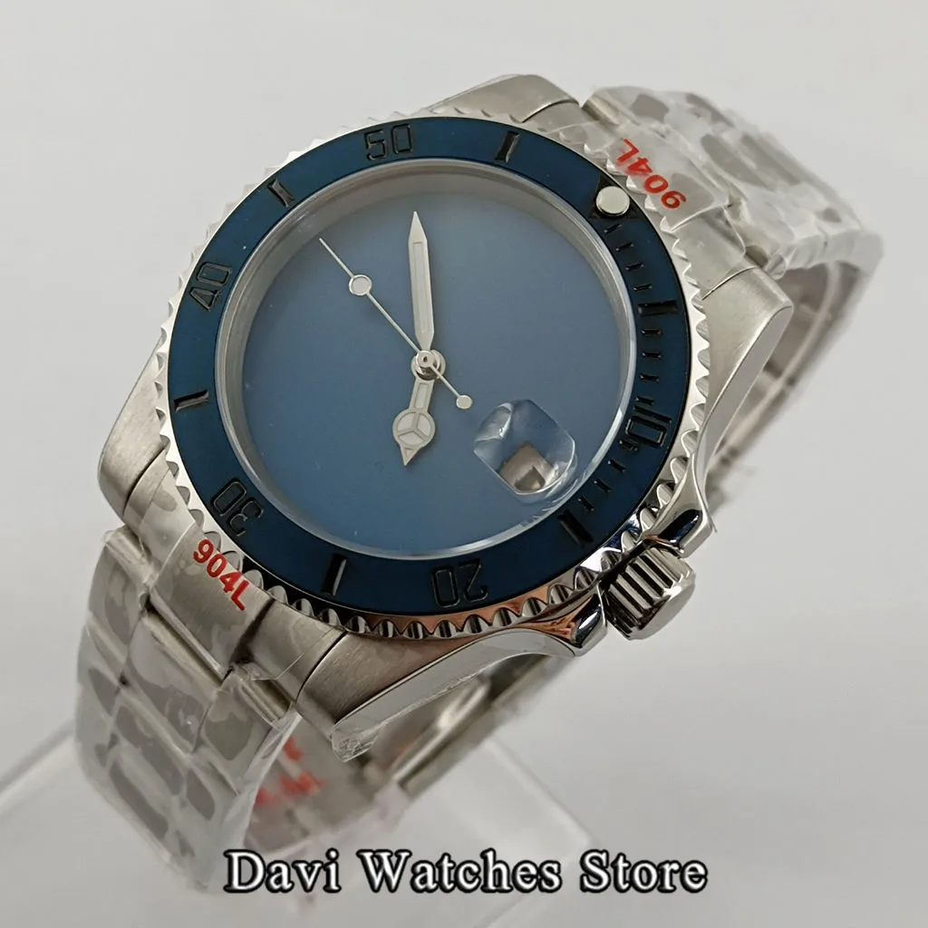 

Bliger 40mm Sterile Blue Dial Mens Watches Sapphire Glass NH35 Automatic Movement Male Wristwatch