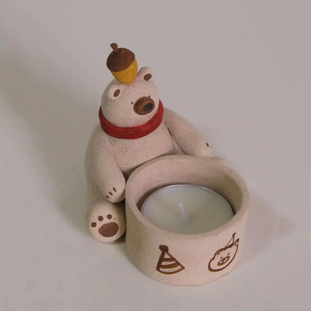 Креативный подсвечник с медведем украшения из смолы милые для дома гостиной