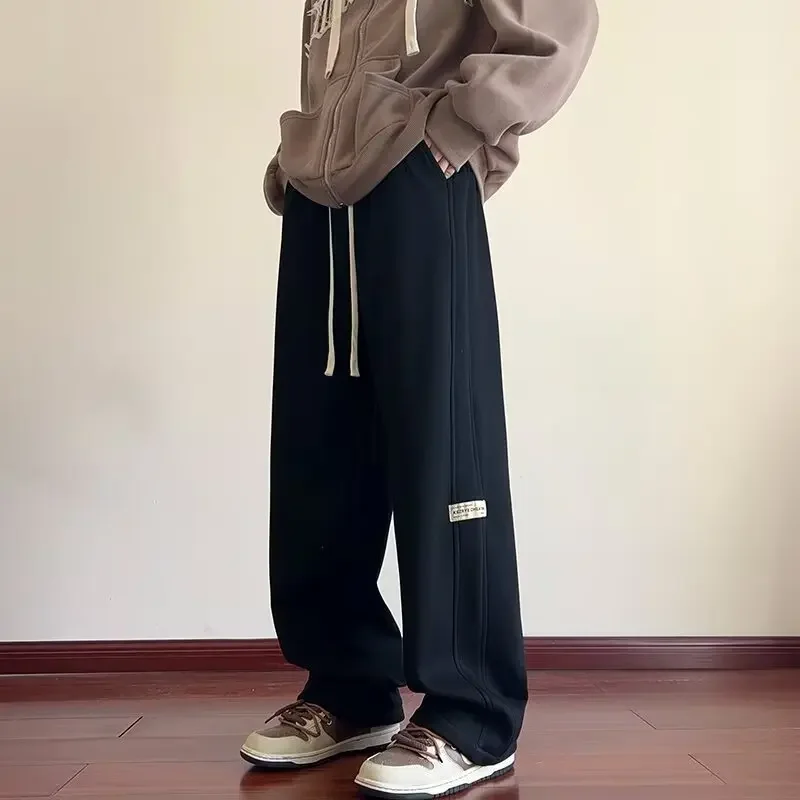 Повседневные мужские брюки свободного кроя летние серые спортивные с прямыми