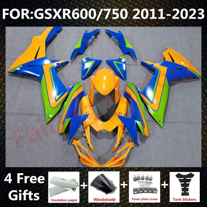 

Комплект обтекателей для GSXR600 750 GSXR 600 GSX-R750 K11 2011 2012 2013 2014 2015 2016 2017 2018 2019 2020 2021 Обтекатели синие оранжевые