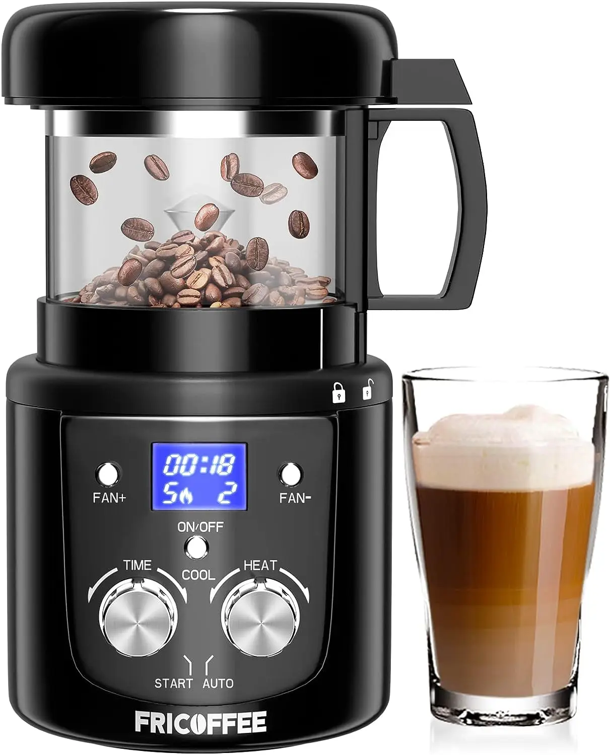 

Bean Roaster Machine for Home Use, Coffee Roaster with Visual Thickened Glass, Auto&Diy Mode 110V~120V,1400W