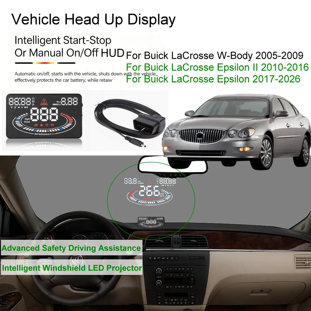Фото Автомобильный HUD-дисплей (проекционный дисплей) для Buick La Crosse W-Body 2005-2009, Epsilon II 2010-2016, E2XX/P2XX 2017-2026, электронные аксессуары №3