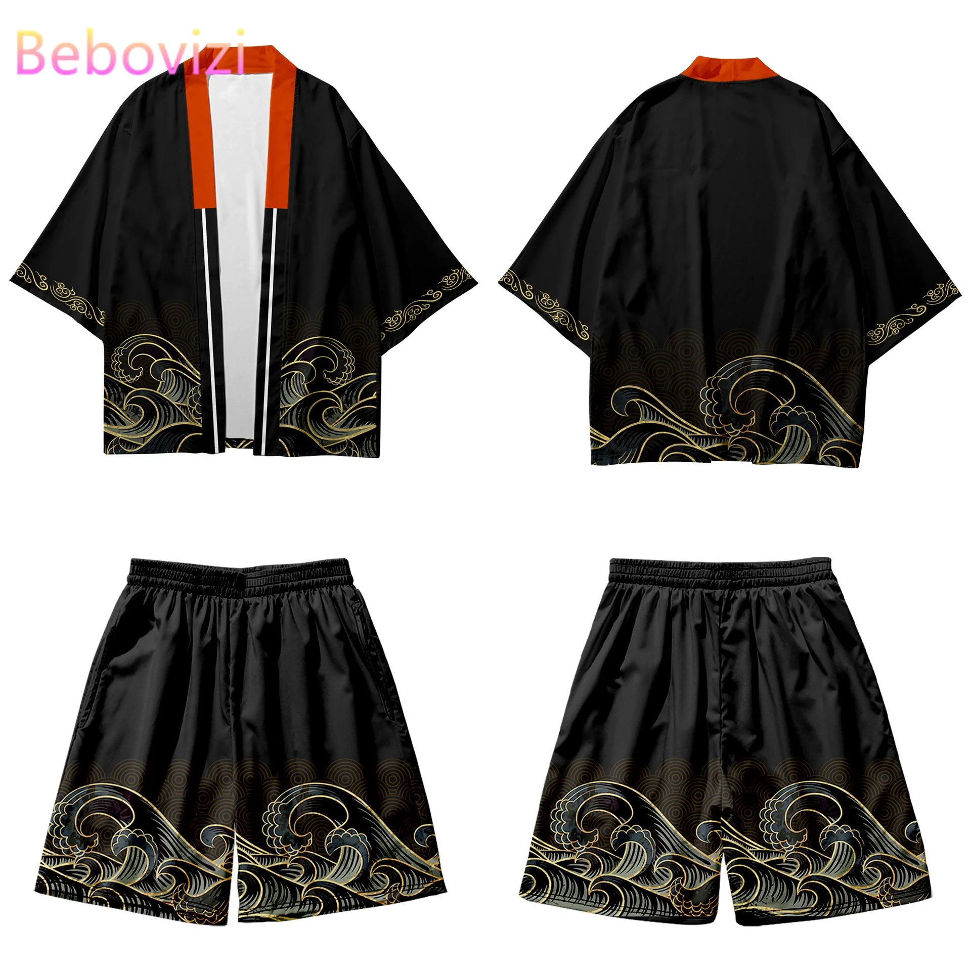 

Yukata Asian Clothing Trendy Popular Kimono Shorts Sets Summer Two-piece Suit 4XL Vintage Japanese Cardigan Women Men Shirts