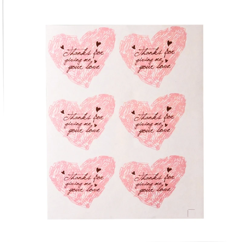

X7YC 60 Sheets Irregular Pink Heart Stickers Thank You Valentine DIY Adhesive Labels