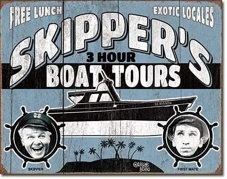 

Metal Poster Tin Sign Vintage Chic Art Decoration Skipper's Boat Tours for Home Bar Cafe Farm Store Garage or Club 12" X 8&-Meta