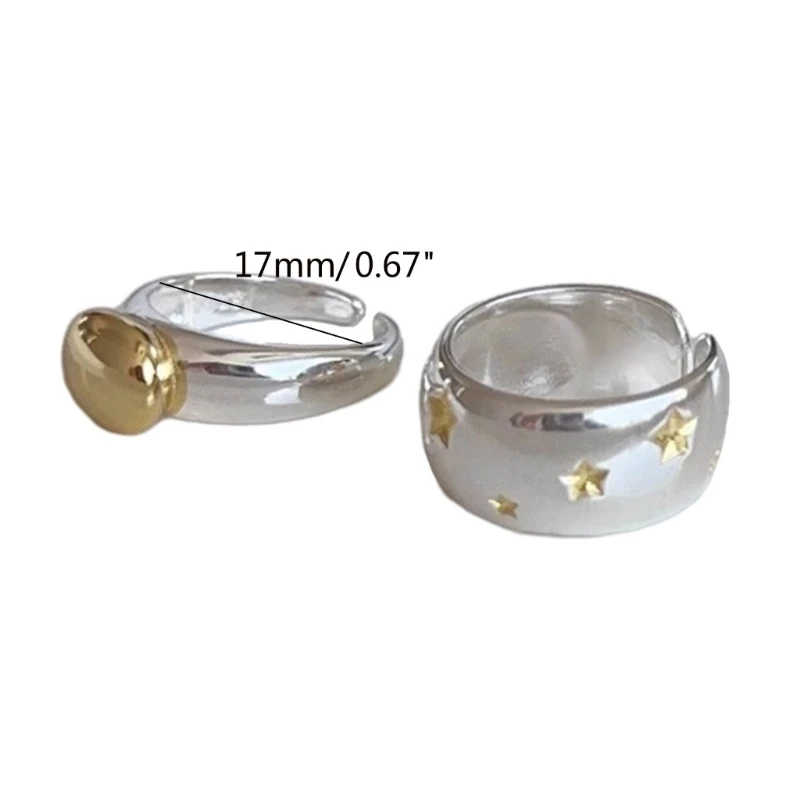 2 шт. регулируемые кольца для пар элегантный набор колец со звездами и бобами
