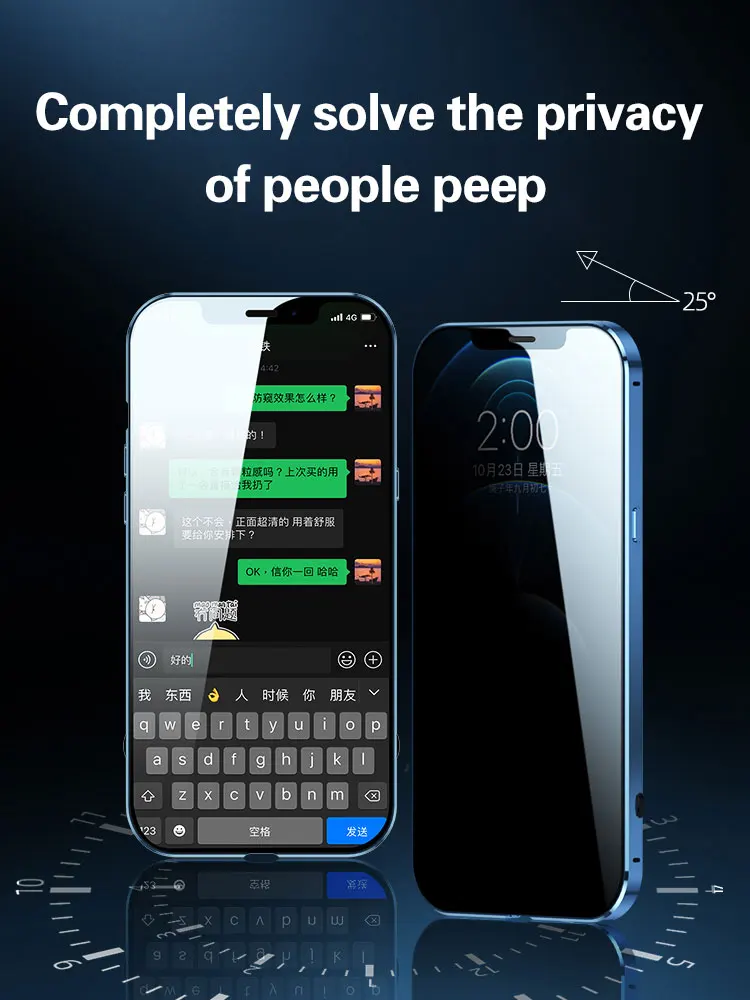 NEW 360° Protection revent the peep For iPhone 14 Pro max phone Case. Magnetic Adsorption Glass iPhon 12 11 13 Mini cover bag