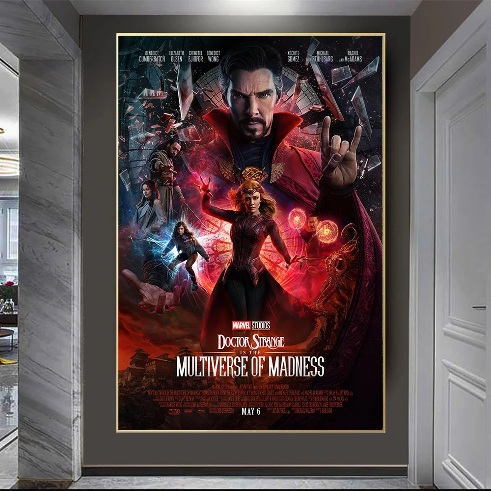 Новинка 2022 Marvel фильм Доктор Странный в мультфильме безумия плакат Картина на