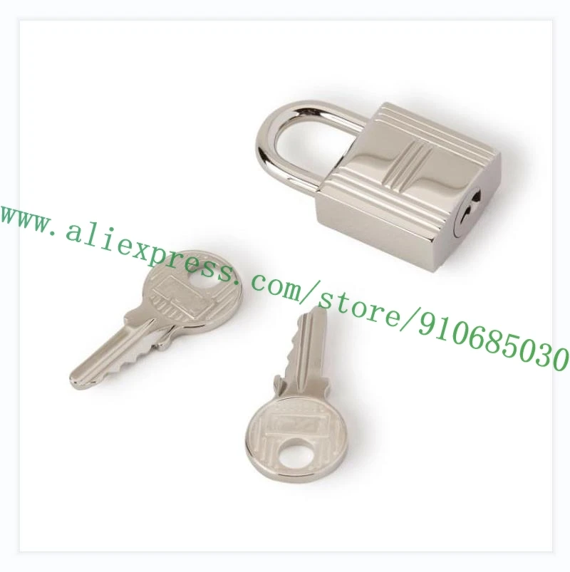 Bag Parts 1 Lock 2 Key Polished Silvery Padlock Replacement For Designer Women Handbag Lady Purse Also Necklace Pendant Charm