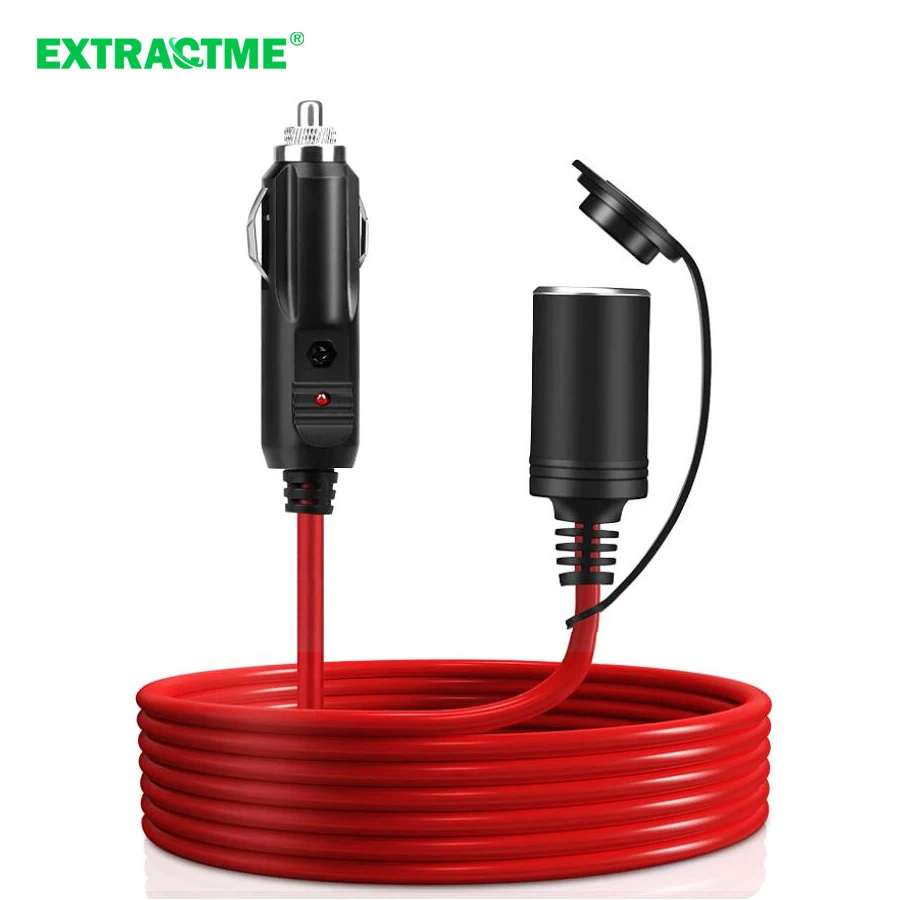 

Extractme 12V 24V 15A Car Cigarette Lighter Extension Cord 3.6M 16AWG Car Splitter Charger Cable Socket Plug Auto Accessories