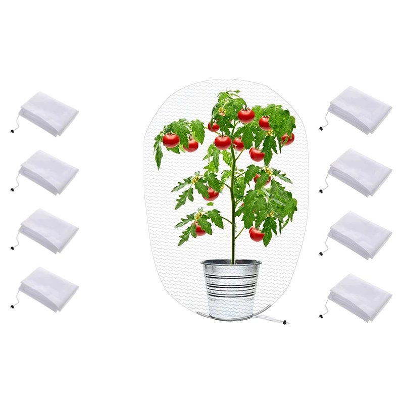 

4 Pieces Bird Barrier Netting Mesh With Drawstring Netting Plant Cover Garden Flower Screen Barrier Bag