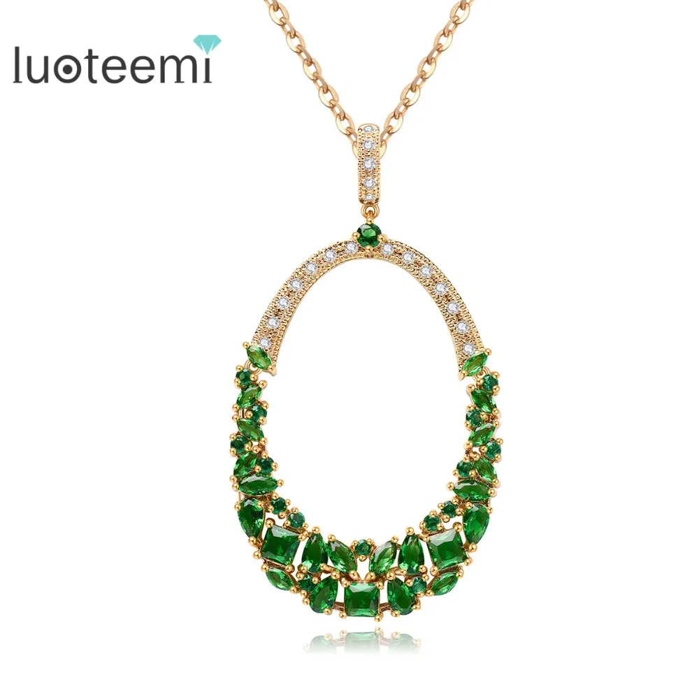 

LUOTEEMI Free shipping 4-Colors Choice Gold-Color AAA Cubic Zircon Big Bridal Hyperbole Neckalce Fashion Jewelry for Women Lady