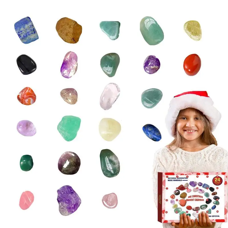 

Crystal Advent Calendar 2022 24 Days Christmas Countdown Natural Ore Toys Collection Kit For Christmas Home Garden Decoration